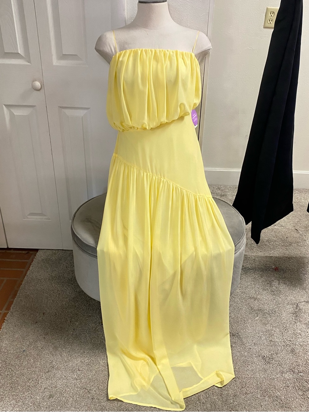 Windsor Lemon Yellow Spaghetti-Strap Maxi Dress